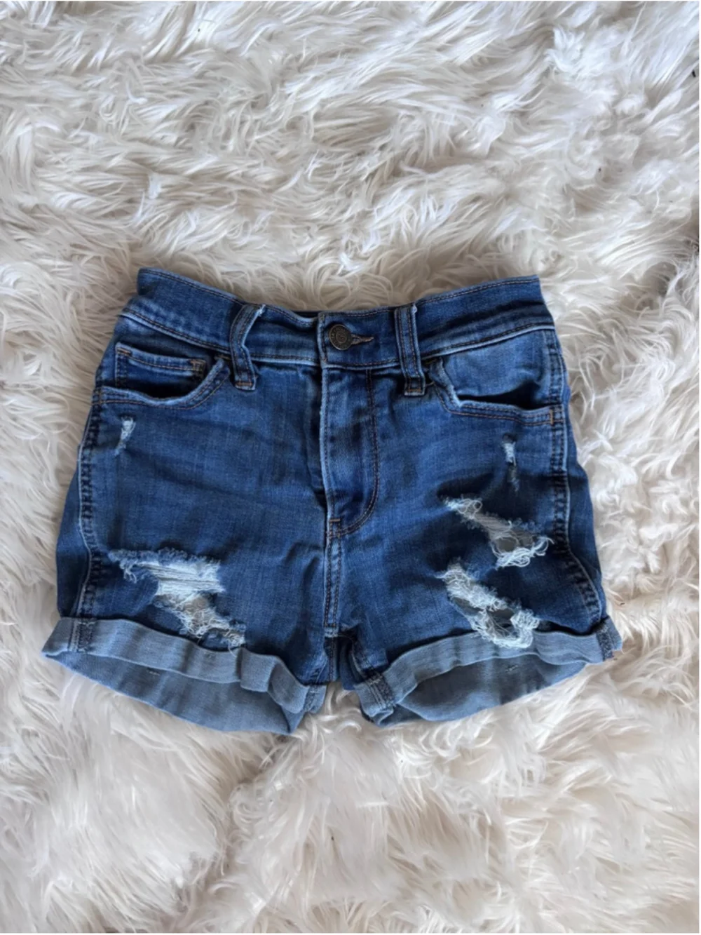 Hollister High Rise Short Jeans denim Shorts Size 23 distressed cuffed vacation